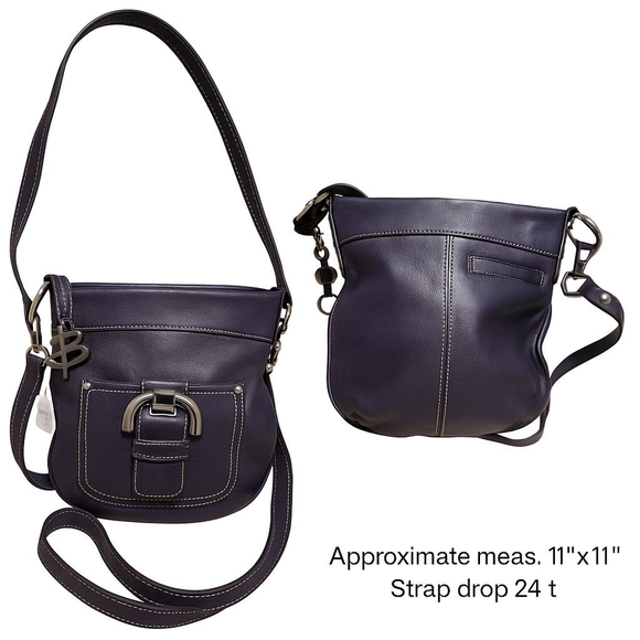 B. Makowsky Genuine Leather Crossbody Bag – Eggplant Purple, Silver Hardware - Picture 2 of 13